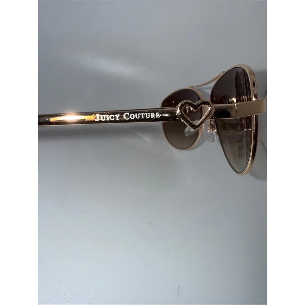 Juicy Couture Authentic Aviator Sunglasses Gold Metal Frame Rose Lens JC Heart